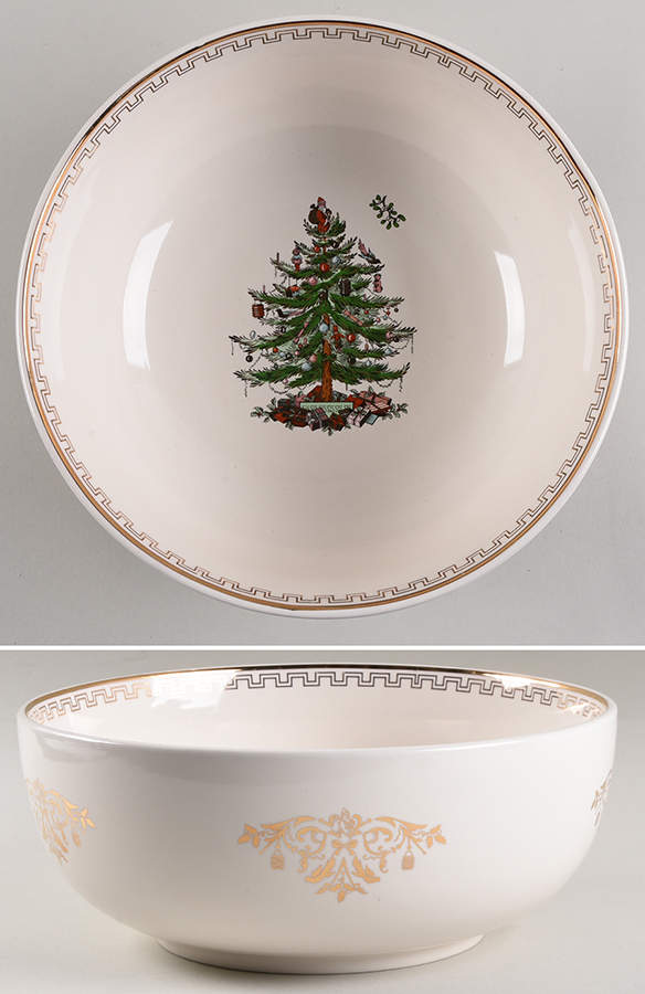 Christmas Tree Gold Collection 10" Large Salad Serving Bowl by Spode-1