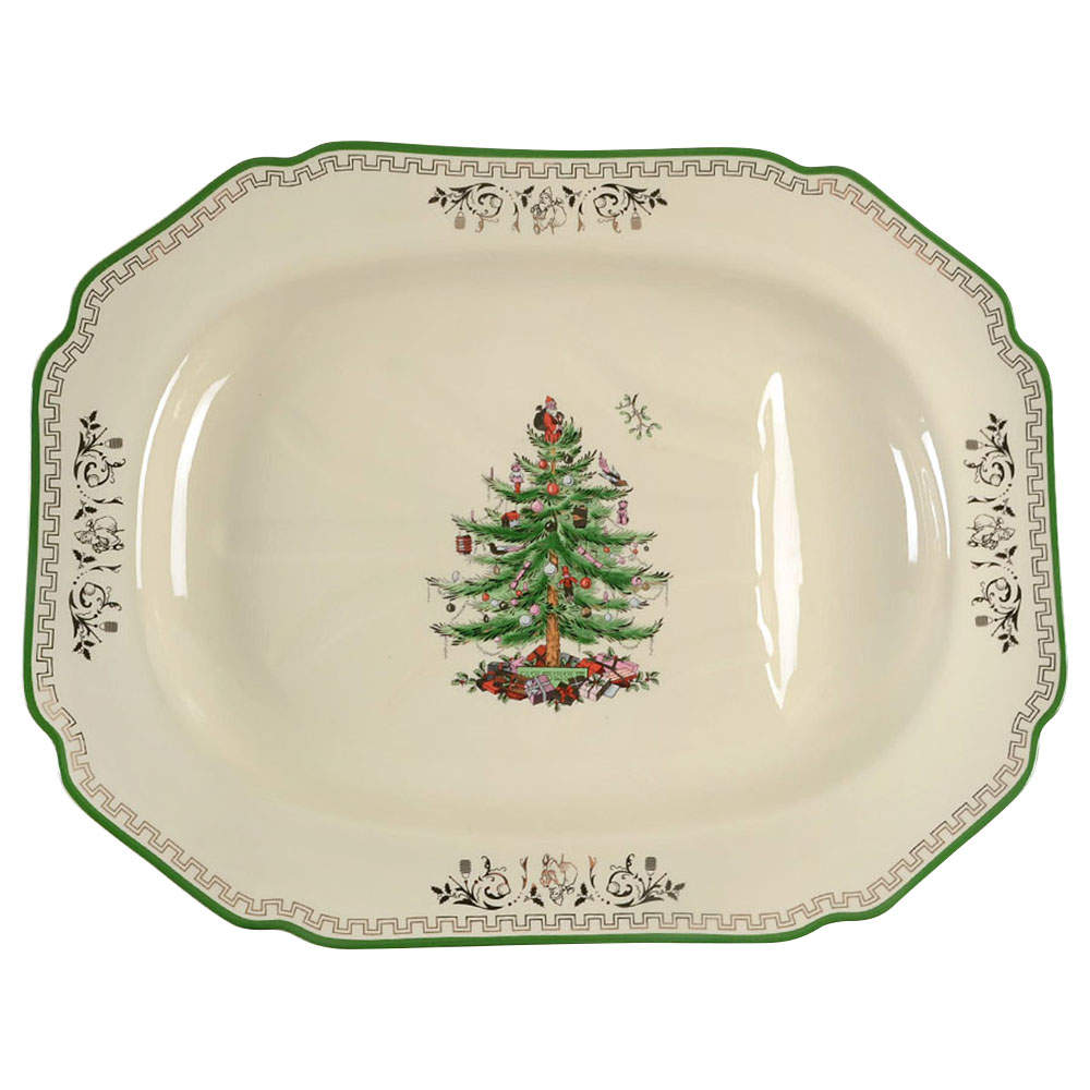 Christmas Tree Gold Collection 20" Rectangular Serving Platter by Spode-1