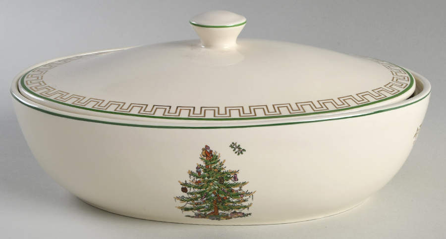 Christmas Tree Gold Collection 250th Anniversary 1 Qt  Oval Covered Casserole by Spode-1