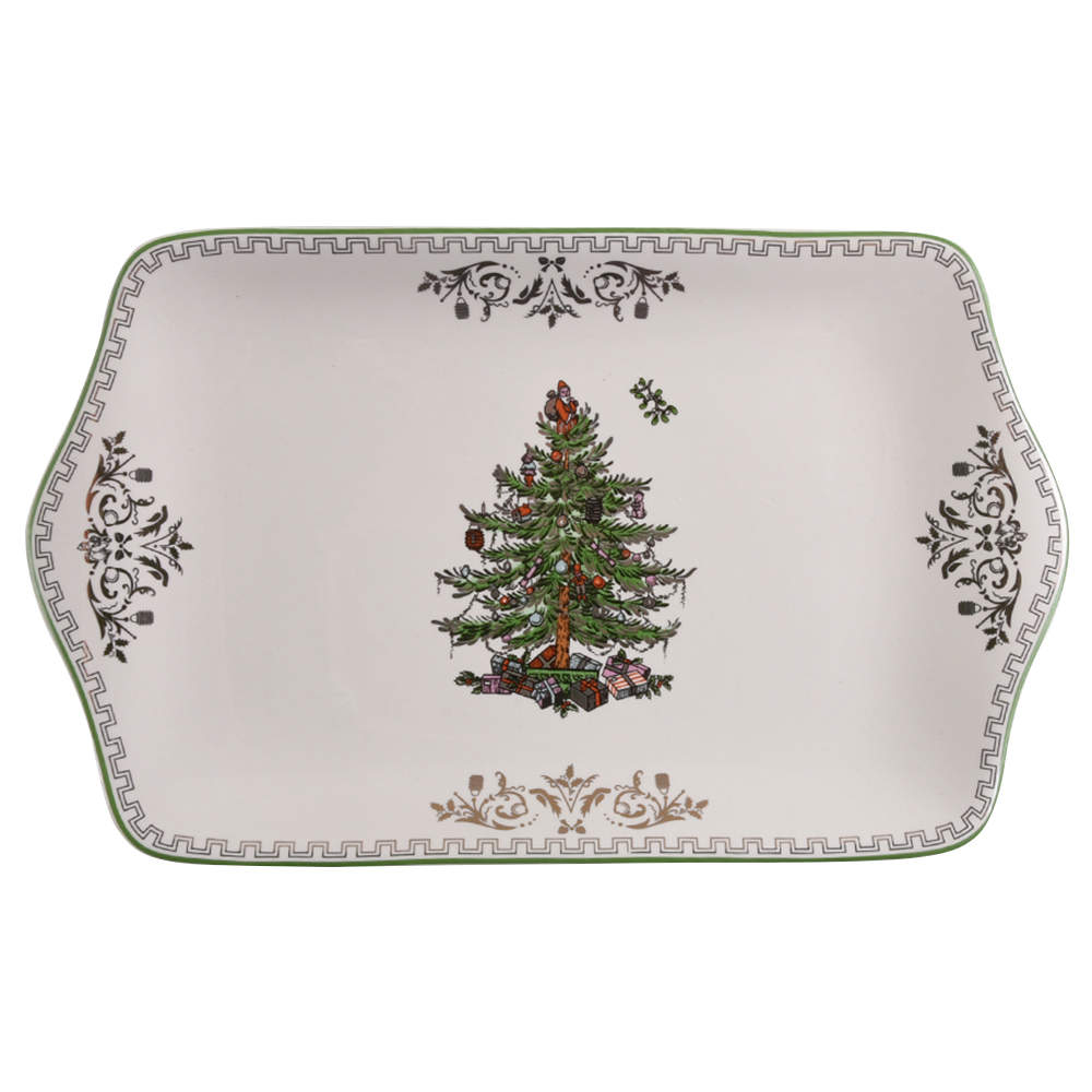 Christmas Tree Gold Collection 12" Dessert Tray by Spode-1