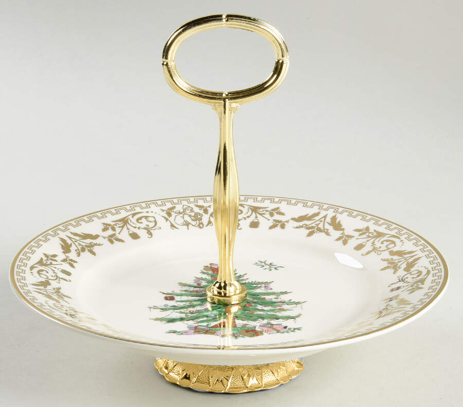 Christmas Tree Gold Collection 6" - 7" Tidbit (from Salad Plate) HC by Spode-1