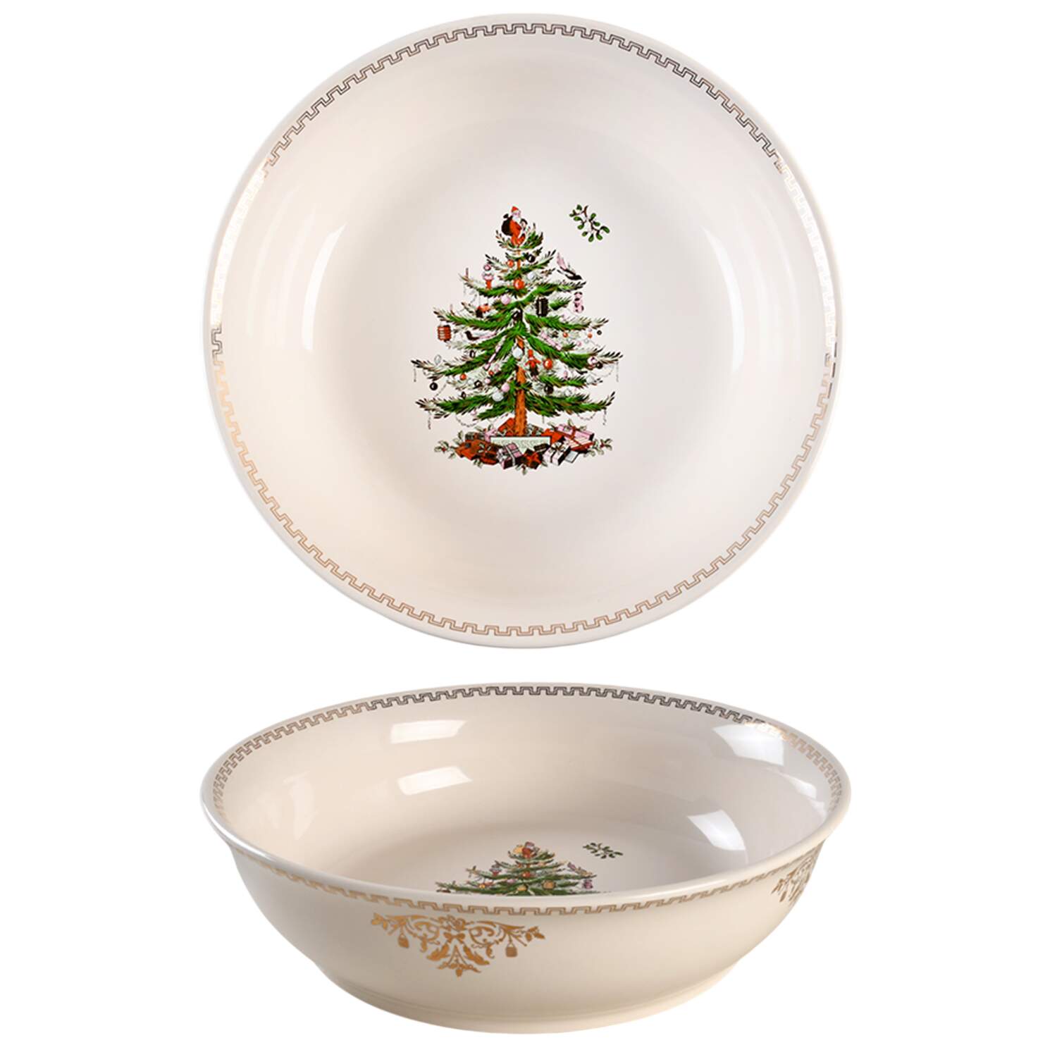 Christmas Tree Gold Collection 10" Large Salad Serving Bowl by Spode-1