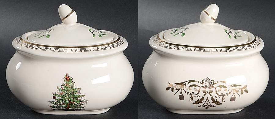 Christmas Tree Gold Collection Sugar Bowl & Lid by Spode-1