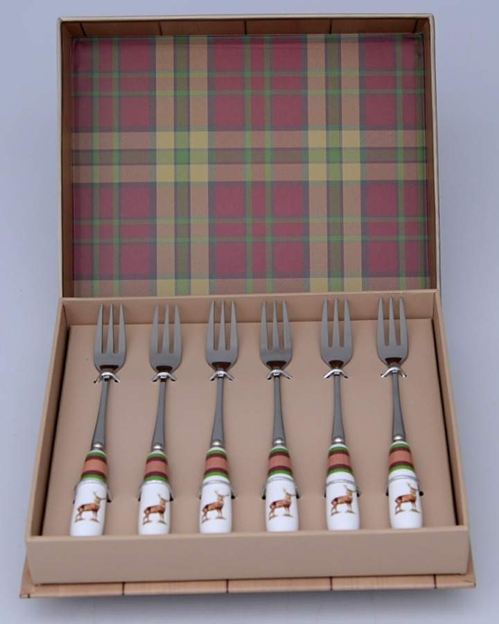 Glen Lodge Tartan Pastry Fork - Set of 6 by Spode-1