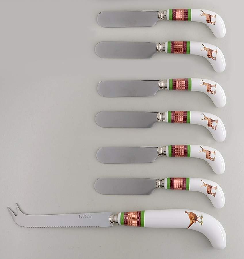 Glen Lodge Tartan (7 Pc) Cheese Knife & Spreader Set by Spode-1