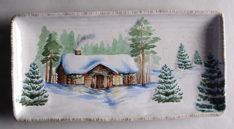 Winter White 14" Bread Tray by St Nicholas Square-1