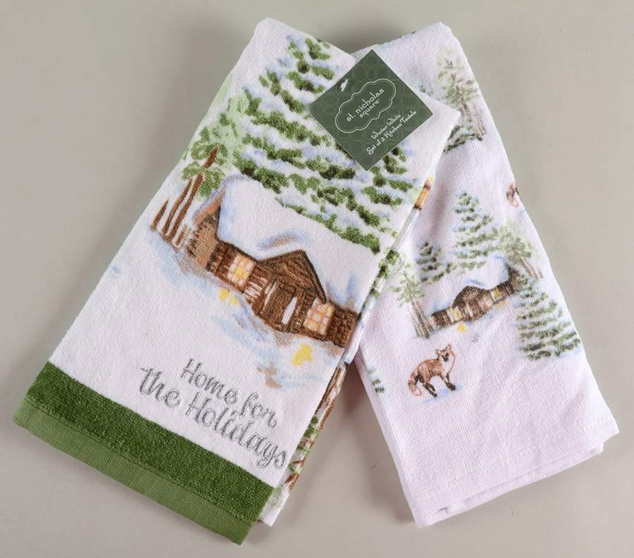 Winter White Cloth Kitchen Towel (Set of Motifs 1 & 2) by St Nicholas Square-1