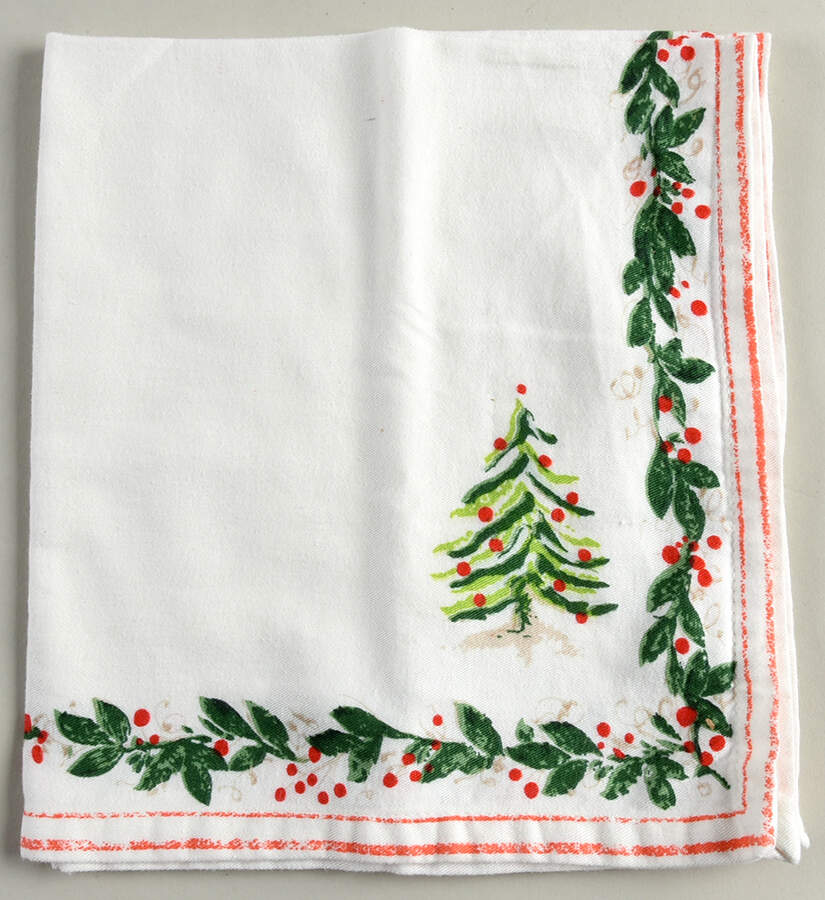 Holly and Pine (Holly Vine Border) Cloth Napkin by Sur La Table-1
