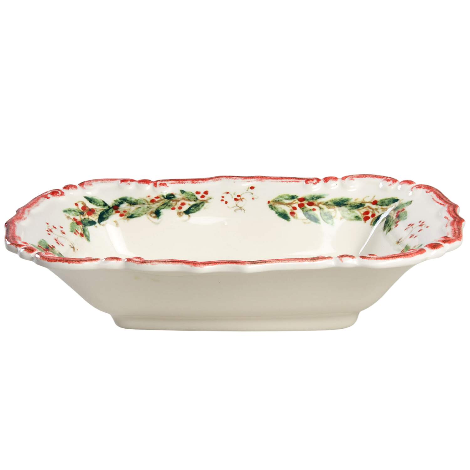 Holly and Pine (Holly Vine Border) 13" Rectangular Serving Bowl by Sur La Table-1