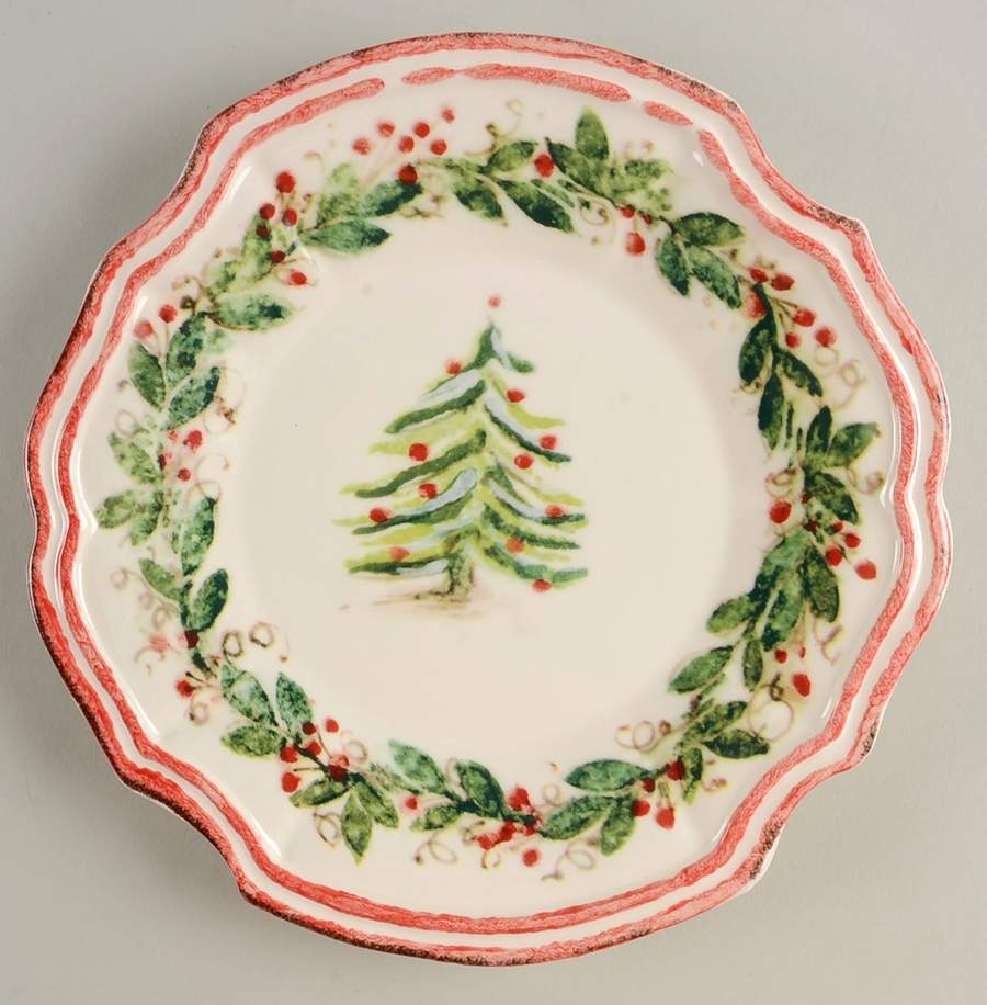 Holly and Pine (Holly Vine Border) Salad Plate by Sur La Table-1
