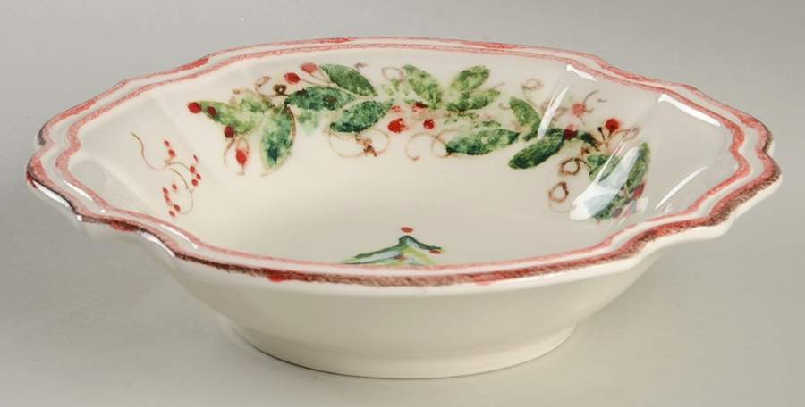 Holly and Pine (Holly Vine Border) Rim Soup Bowl by Sur La Table-1
