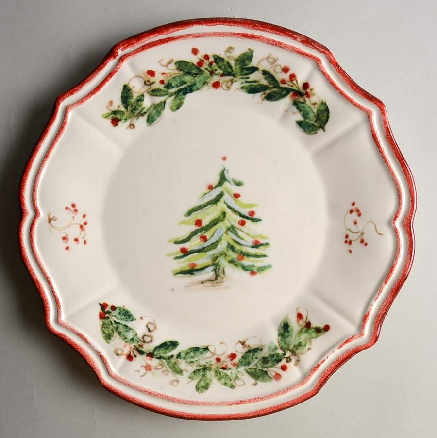 Holly and Pine (Holly Vine Border) Dinner Plate by Sur La Table-1