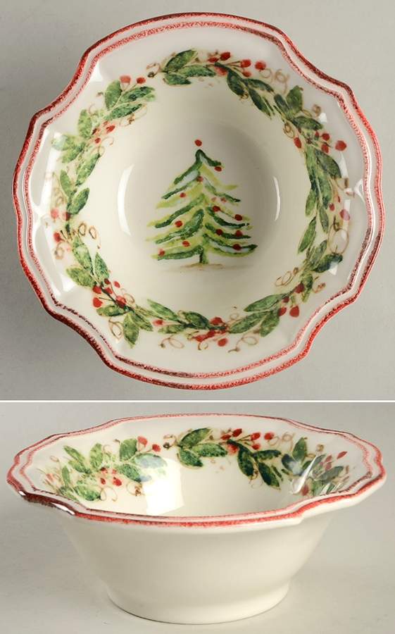 Holly and Pine (Holly Vine Border) Soup/Cereal Bowl by Sur La Table-1
