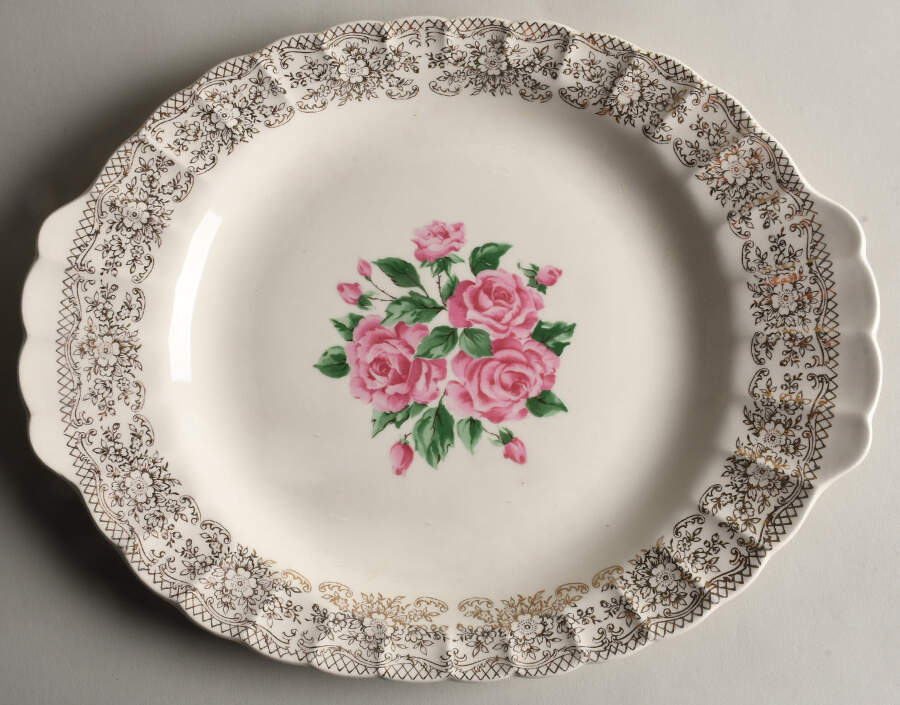 China Bouquet 13" Oval Serving Platter by Sebring Pottery-1
