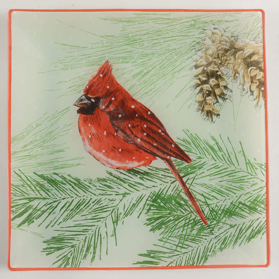Yuletide 11" Square Glassware Platter by St Nicholas Square-1