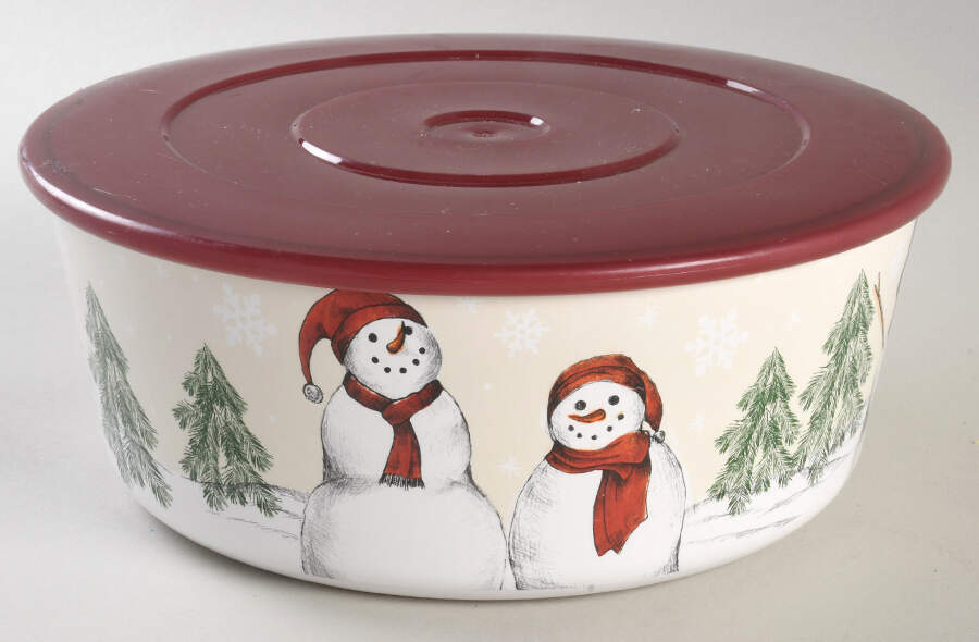 Yuletide Large Square Melamine Bowl w/Plastic Lid by St Nicholas Square-1