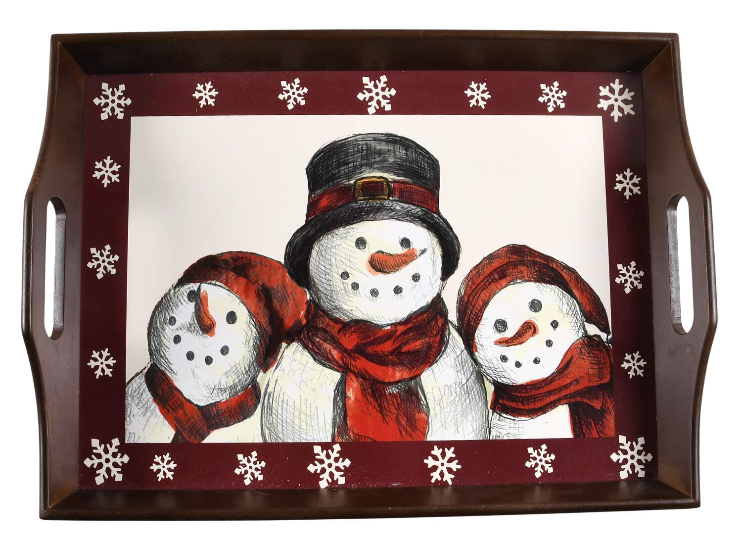 Yuletide Wood Rectangular Handled Tray by St Nicholas Square-1