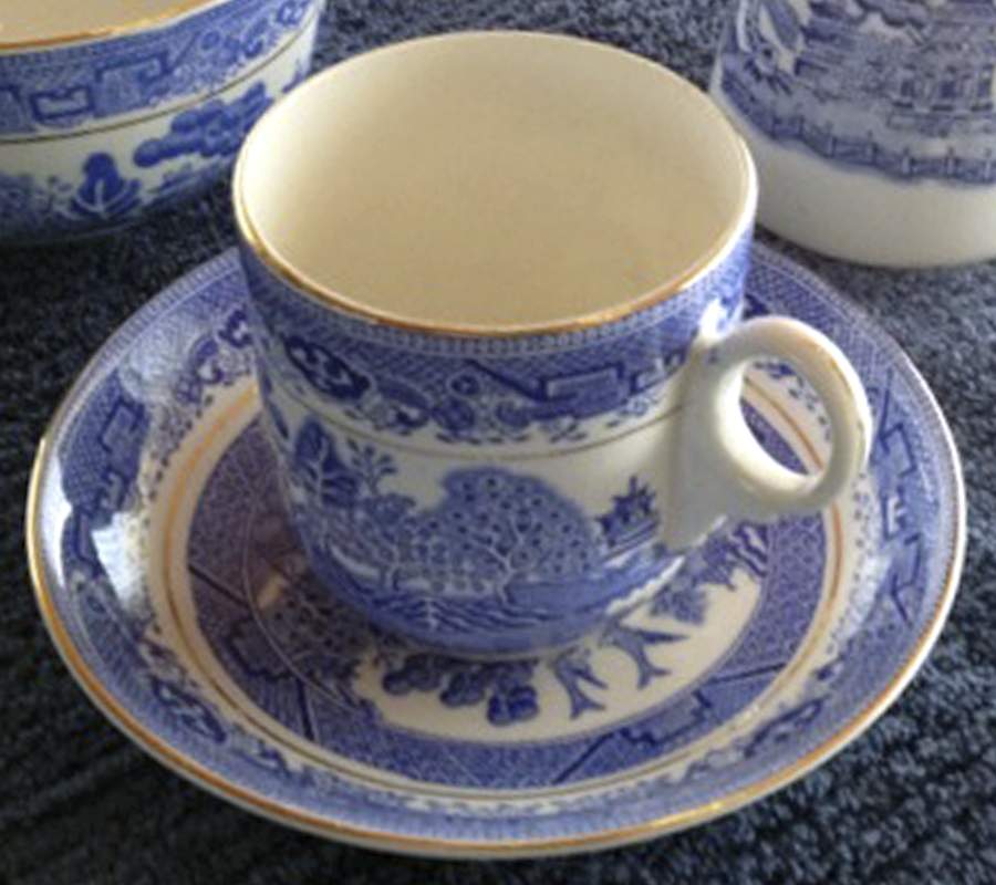 Willow Footed Cup & Saucer Set by Sampson Bridgwood-1