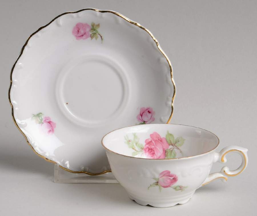 Meissen Rose Footed Demitasse Cup & Saucer Set by Schumann - Bavaria-1