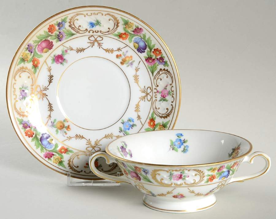 SCH729 Footed Cream Soup Bowl & Saucer Set by Schumann - Bavaria-1