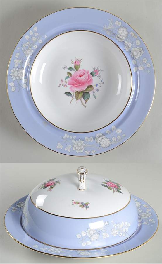 Maritime Rose Blue (Border Decal) Muffin Dish & Lid by Spode-1