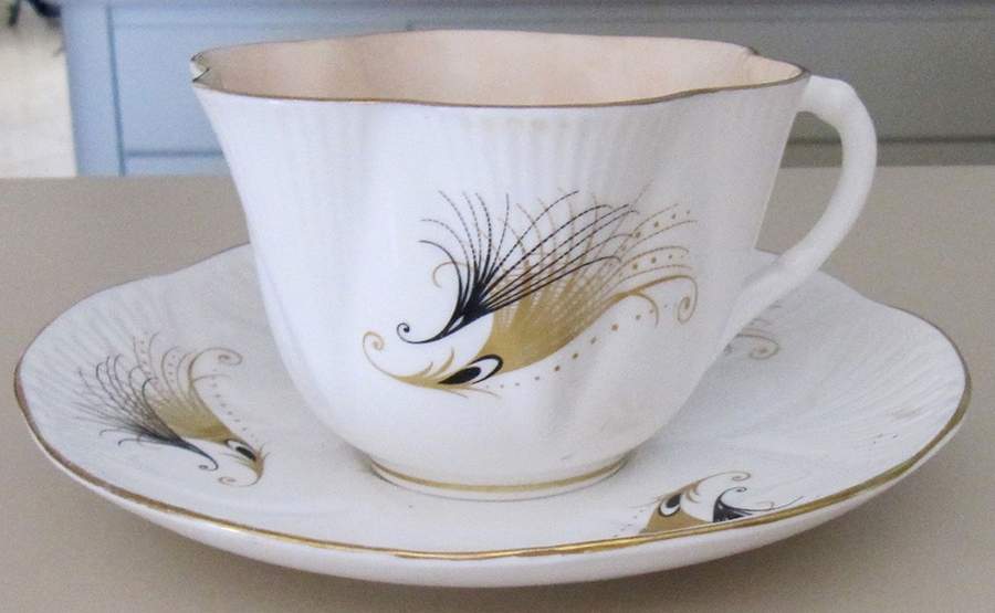 Paradise Hazelnut Flat Cup & Saucer Set by Shelley-1