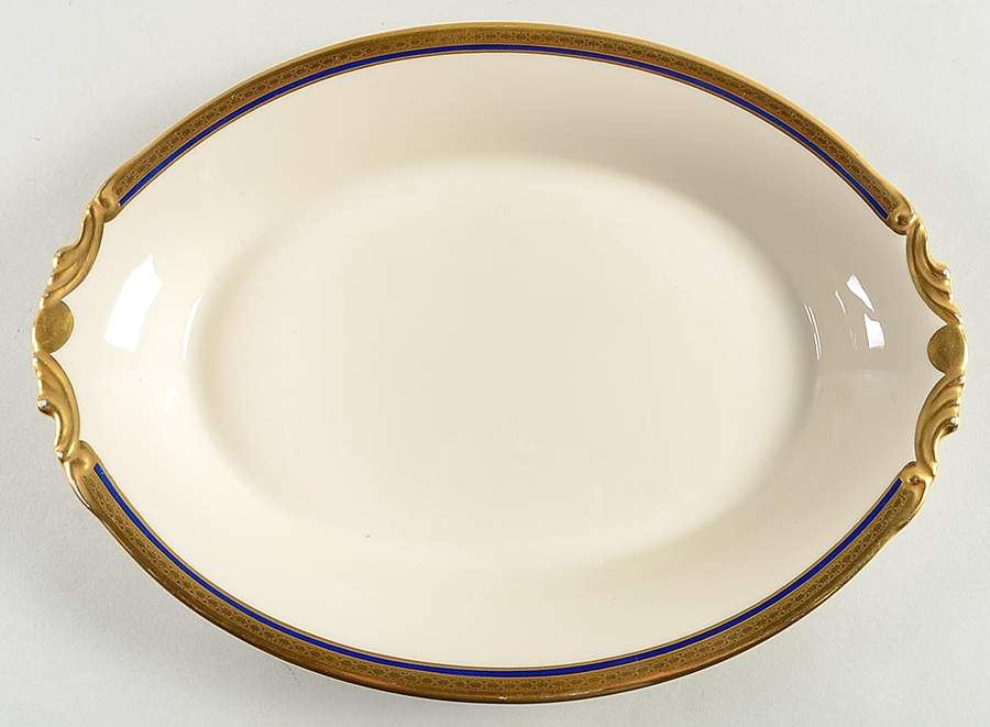 Wayne Navy Blue 12" Oval Serving Platter by Syracuse-1