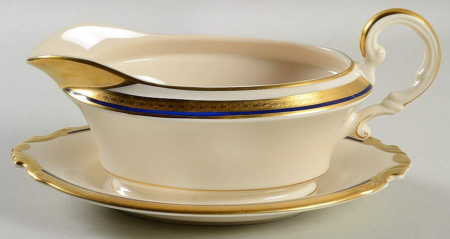 Wayne Navy Blue Gravy Boat & Underplate by Syracuse-1