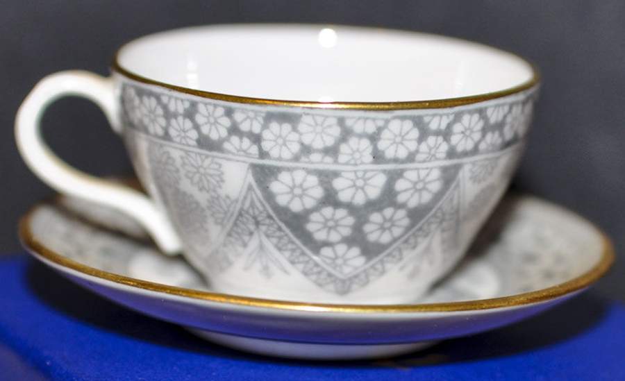 Primrose Gray Miniature Cup and Saucer Set by Spode-1