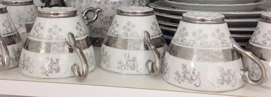SER4 (Platinum Trim) Footed Cup & Saucer Set by Sterling China (Japan)-1