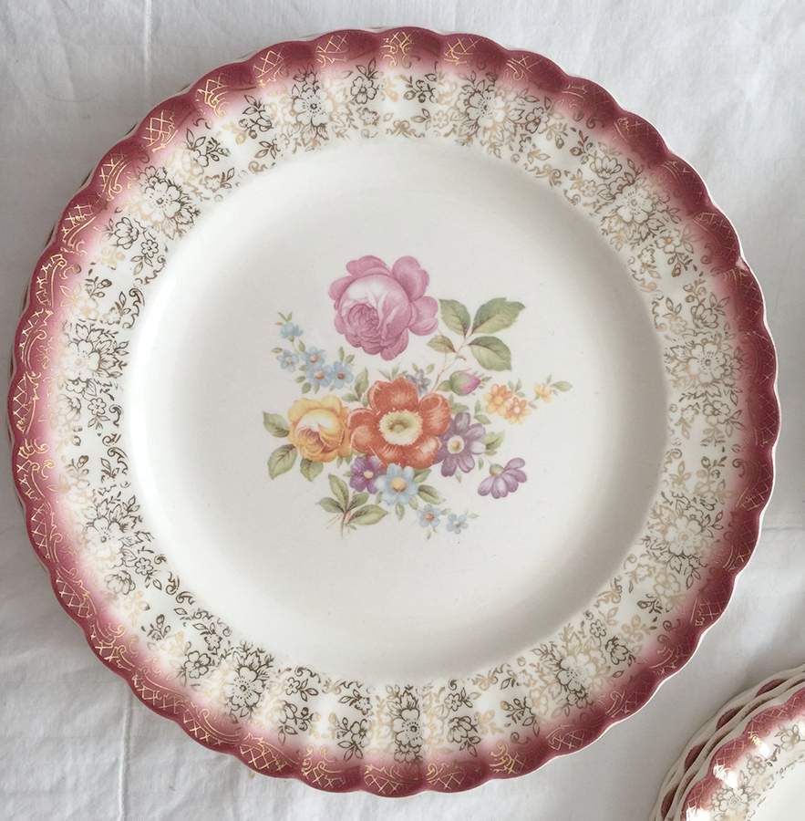 Meissen Rose Dinner Plate by Sebring Pottery-1
