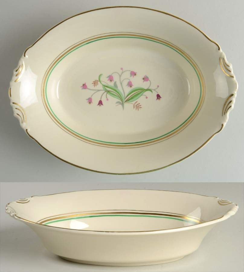 Coralbel (Virginia Shape, Gold Trim) 10" Oval Vegetable Bowl by Syracuse-1
