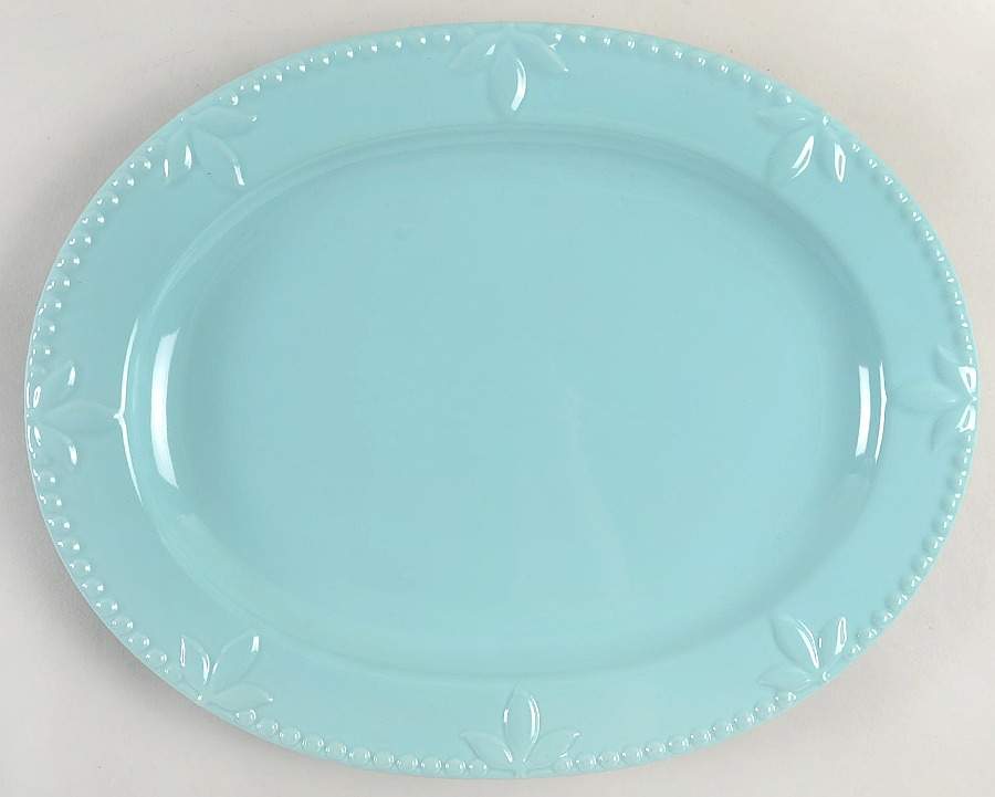 Sorrento Aqua 14" Oval Serving Platter by Signature-1