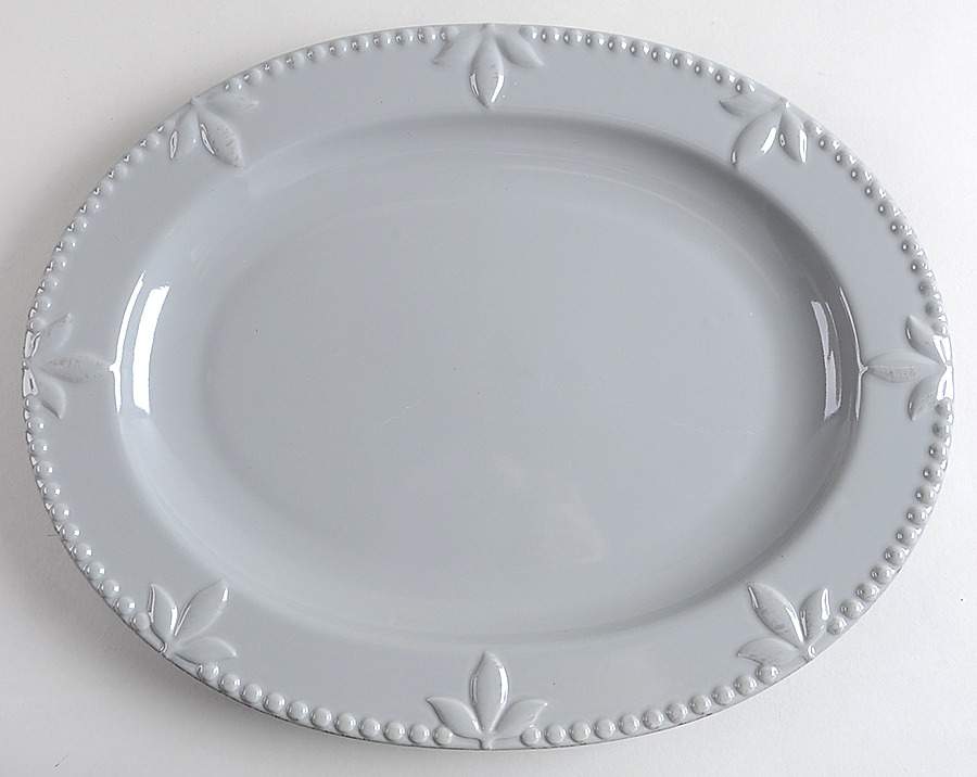 Sorrento Gray 14" Oval Serving Platter by Signature-1