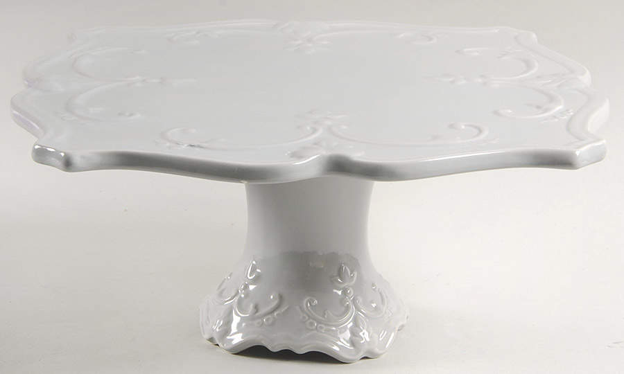 Fancy Scroll Gray 11" Diameter Square Pedestal Cake Stand by Sweet Olive Designs-1