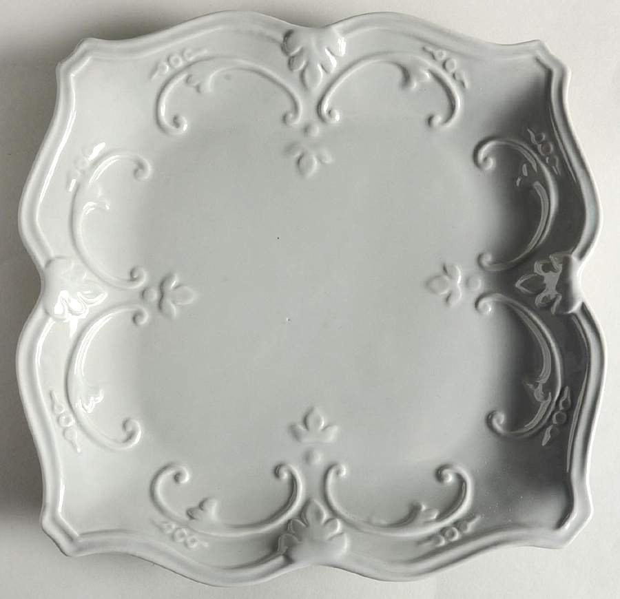 Fancy Scroll Gray Square Dinner Plate by Sweet Olive Designs-1