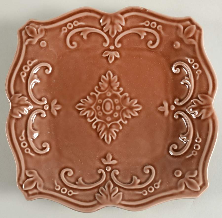 Fancy Scroll Mink Square Salad/Dessert Plate by Sweet Olive Designs-1