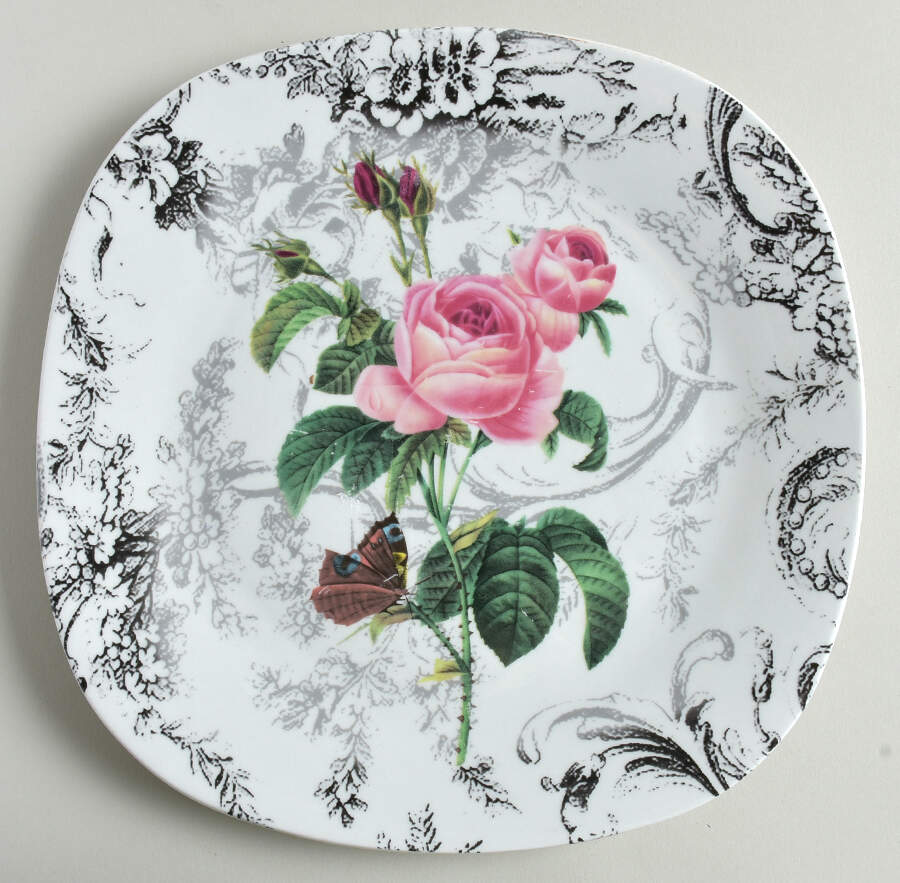Rose Toile (Porcelain) Square Dinner Plate by Savinio Designs-1