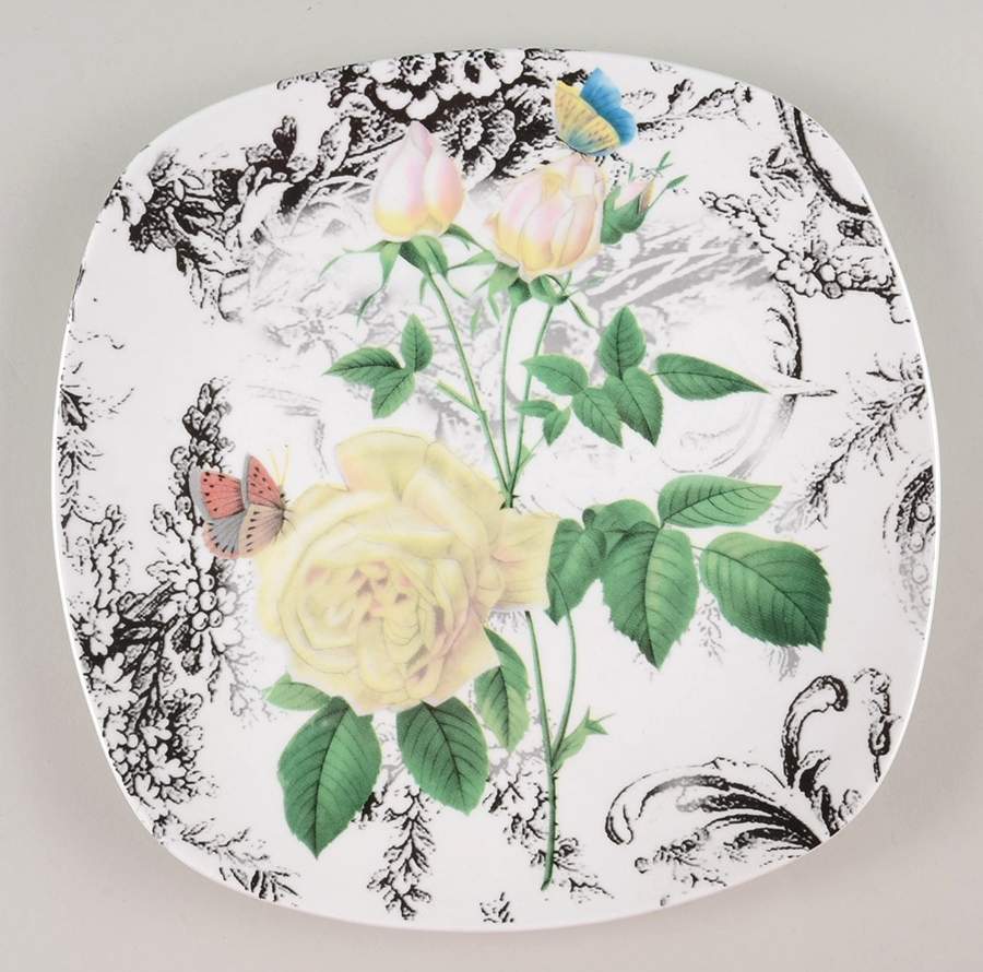 Rose Toile (Porcelain) Square Salad Plate by Savinio Designs-1