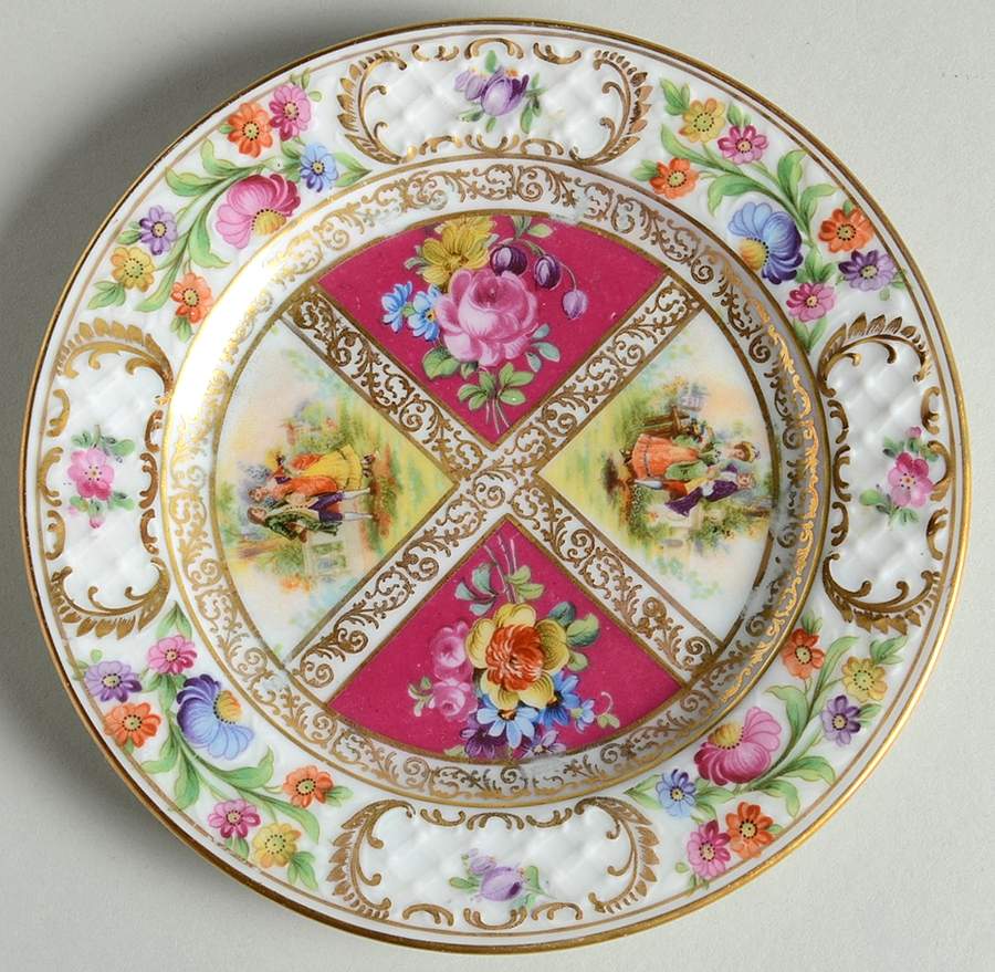 Royal Dresdener Art Maroon (Panels) Bread & Butter Plate by Schumann - Bavaria-1