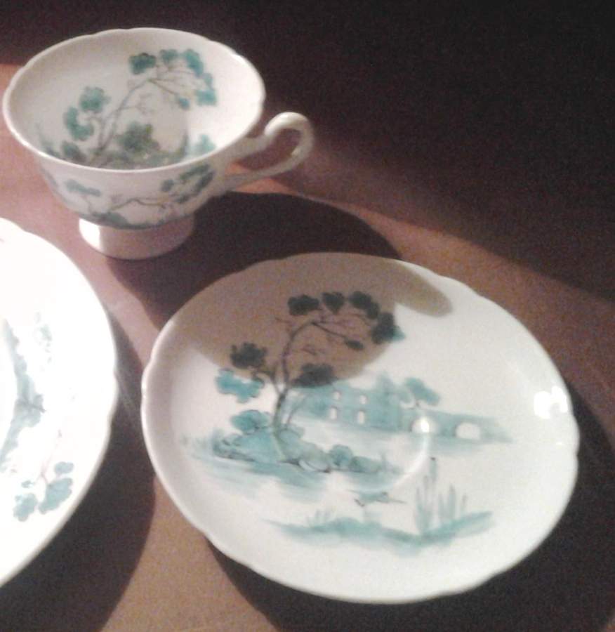 Castle-Aqua Footed Cup & Saucer Set by Shelley-1