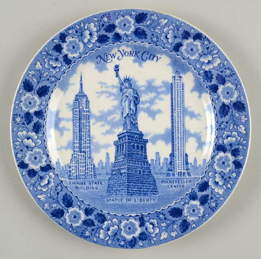 New York City (Blue) Dessert/Pie Plate by Staffordshire-1