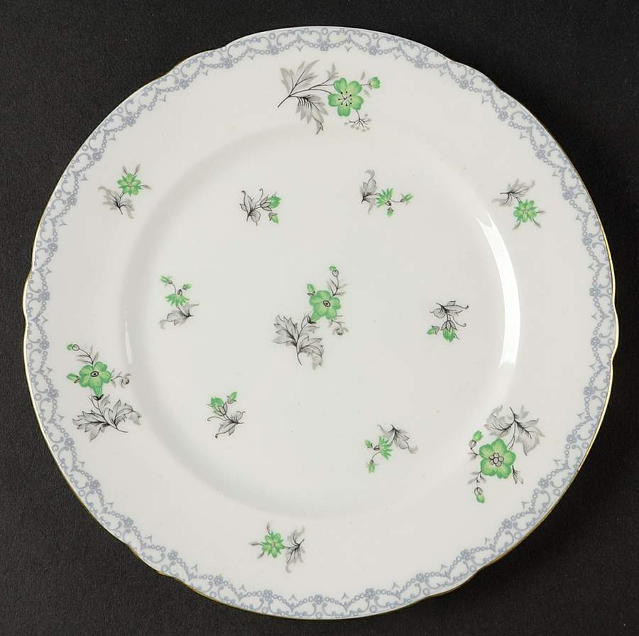 Charm-Green (Crochet Border) Salad Plate by Shelley-1
