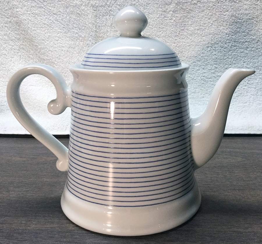 Monaco (Blue Stripes) Coffee Pot & Lid by Sodahl (Denmark)-1