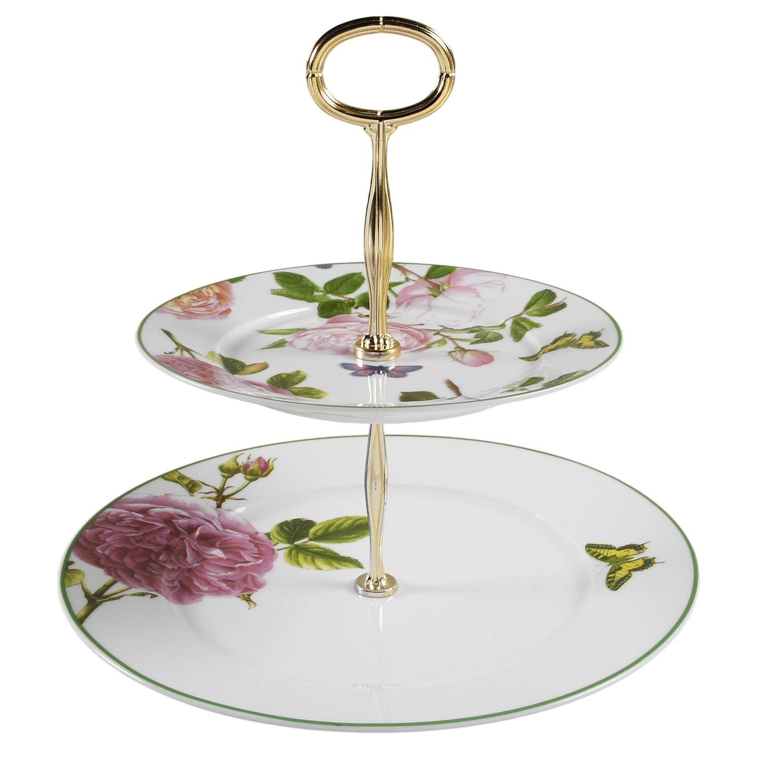 Roses 6 5/8"-10"  2 Tiered Serving Tray (Dp, Sp) HC by Spode-1