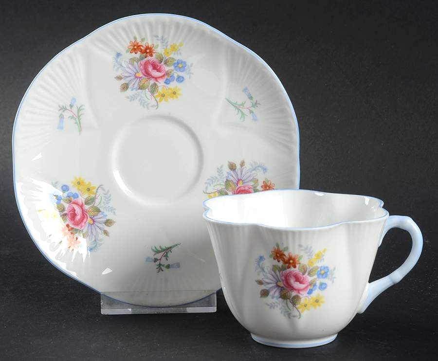 Georgian and Bluebell Flat Cup & Saucer Set by Shelley-1