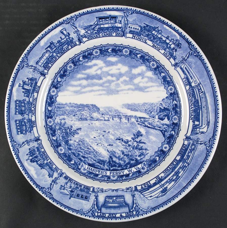 Baltimore and Ohio Railroad Blue Dinner Plate by Shenango-1