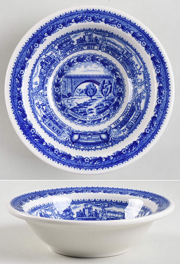 Baltimore and Ohio Railroad Blue Rim Fruit/Dessert (Sauce) Bowl by Shenango-1