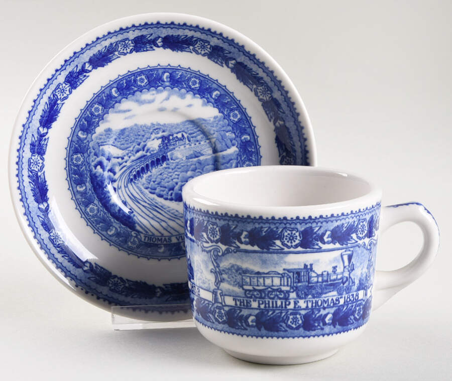 Baltimore and Ohio Railroad Blue Flat Cup & Saucer Set by Shenango-1