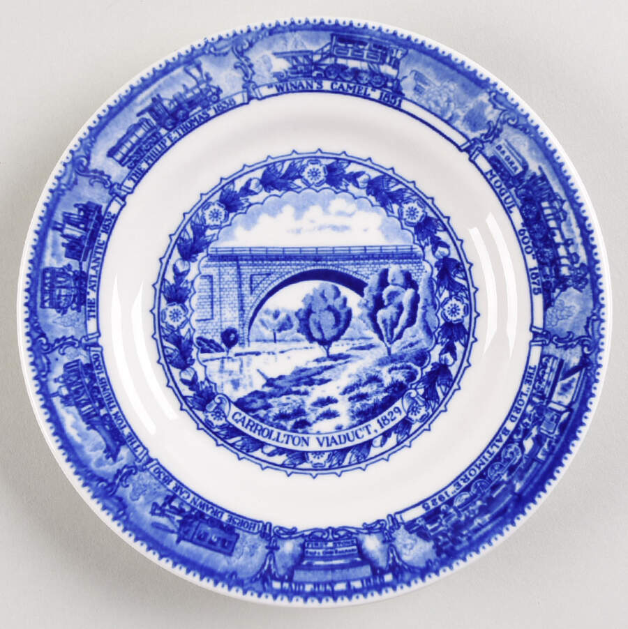 Baltimore and Ohio Railroad Blue Bread & Butter Plate by Shenango-1